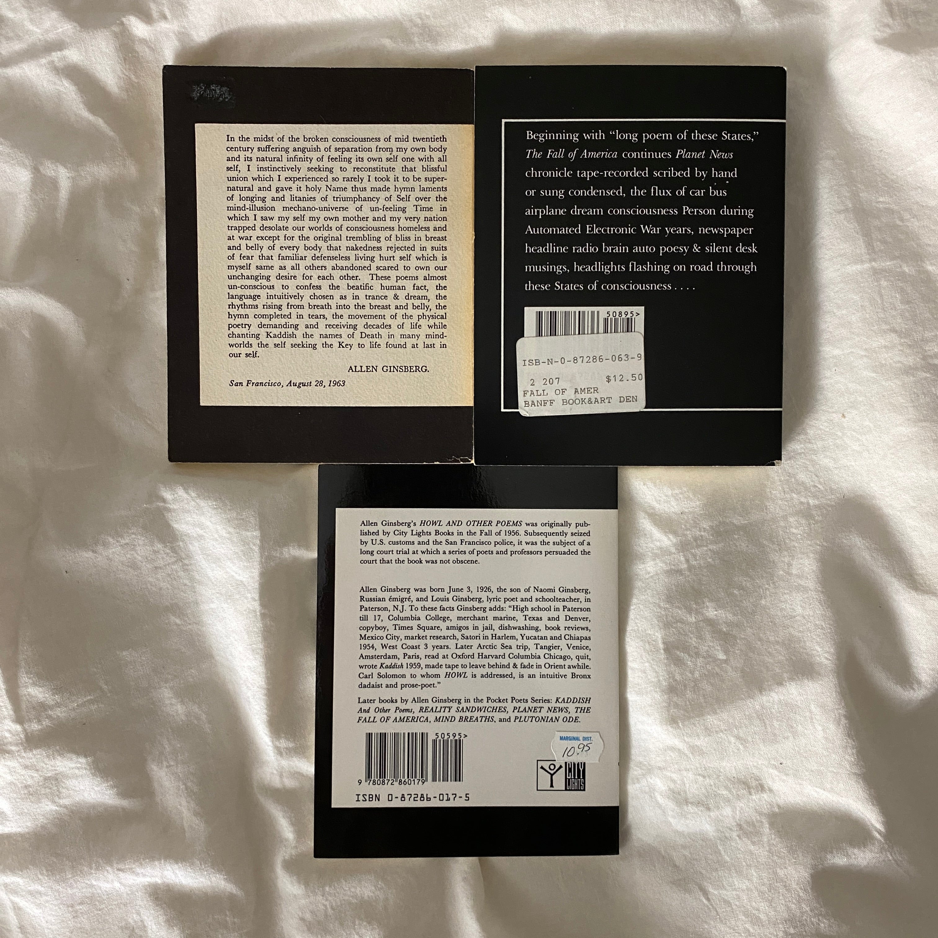 Kaddish, The Fall of America and Howl by Allen Ginsberg
