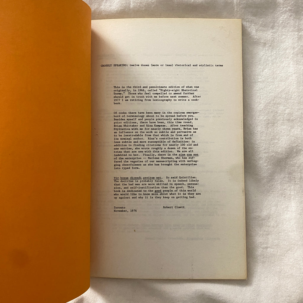 Gross Speaking: Twelve Dozen (more or less) Rhetorical and Stylistic Terms by Robert Cluett