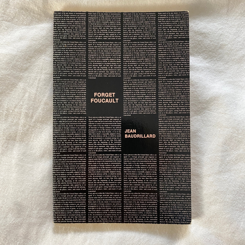 Forget Foucault by Jean Baudrillard