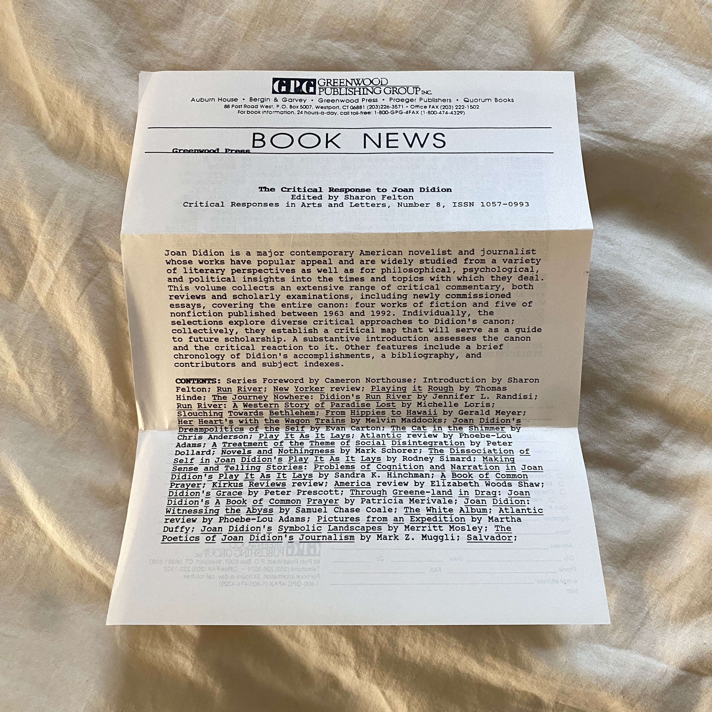 The Critical Response to Joan Didion edited by Sharon Felton