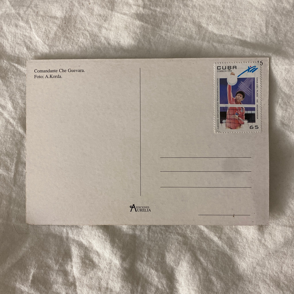 Che Guevara postcard with Cuban stamp
