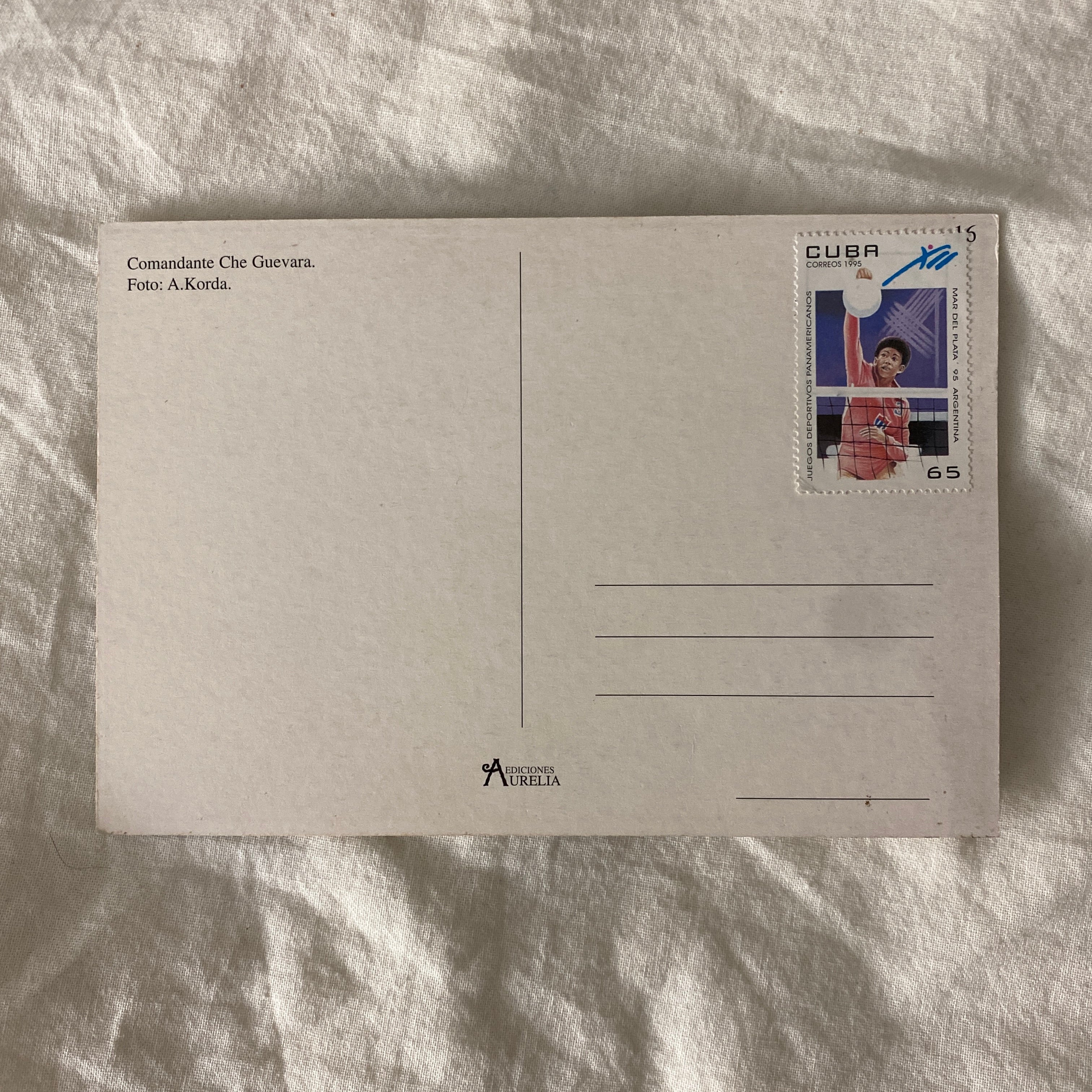 Che Guevara postcard with Cuban stamp