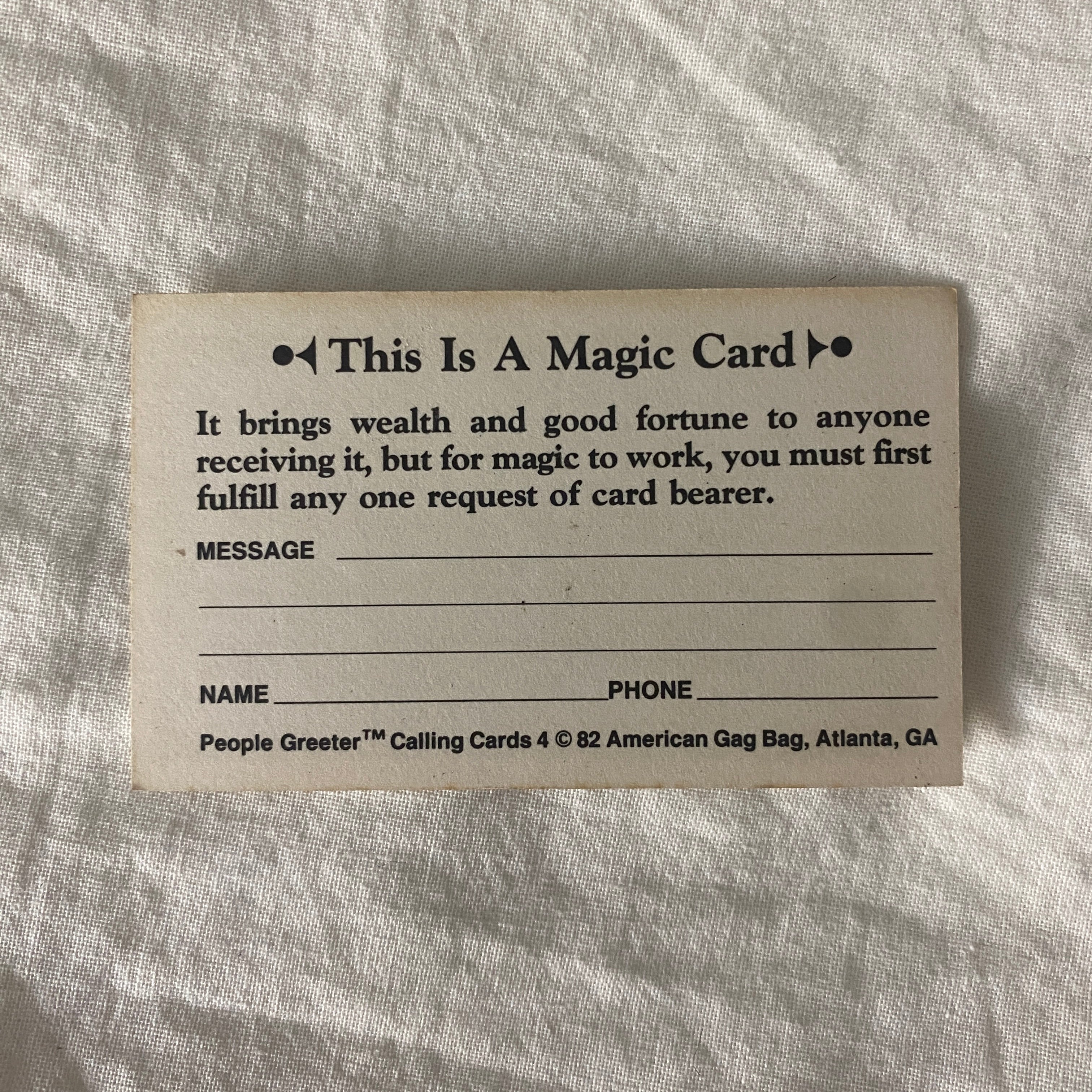Five Novelty Greeting Calling Cards